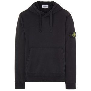 Black Stone Island Compass-patch cotton hoodie